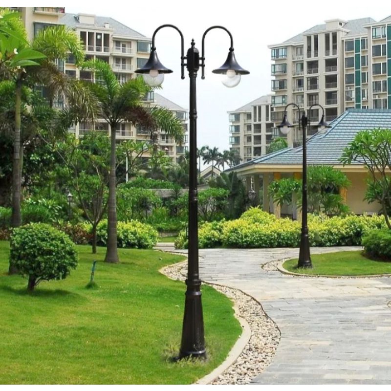 LAMPU TIANG TAMAN OUTDOOR LAMPU HIAS CABANG 2 TINGGI 3 METER