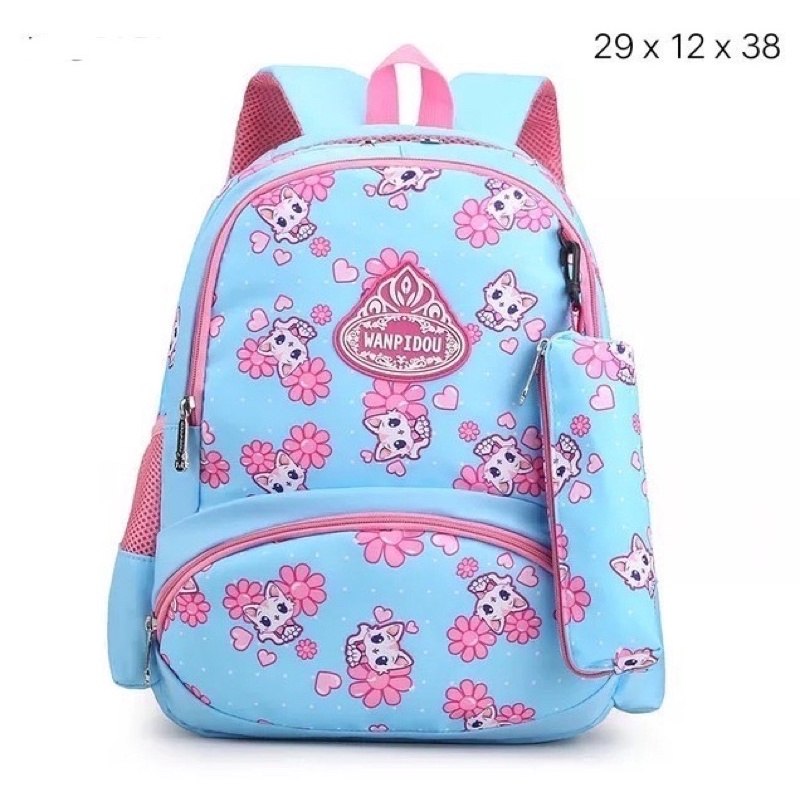 Tas ransel anak perempuan 2in1 Wapindou tas sekolah anak TK SD Paud wapindou tas motif kucing tas ransel 2in1