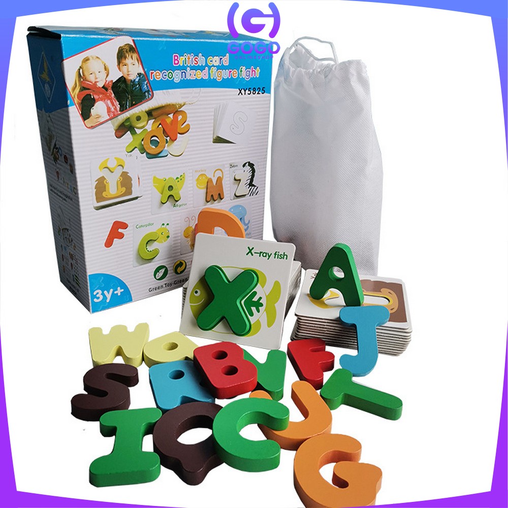 GOGO-M273 Mainan Puzzle Kayu BRITISH CARD Anak / Belajar Mainan Huruf dan Angka / Kartu Alphabet Huruf Angka Alfabet Kayu Edukasi