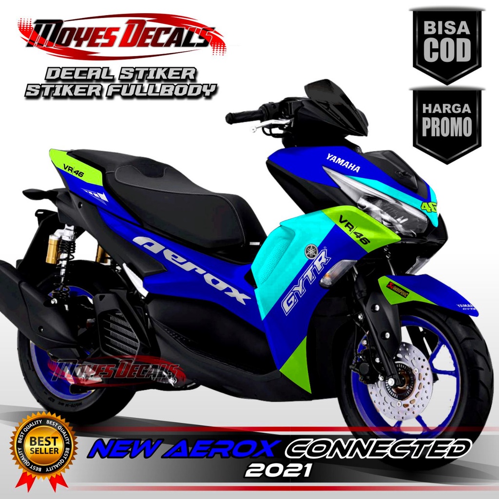 BISA COD Decal Stiker New Aerox Connected 2021 Full Body Motif GYTR Warna Biru Tosca Hijau Stabilo