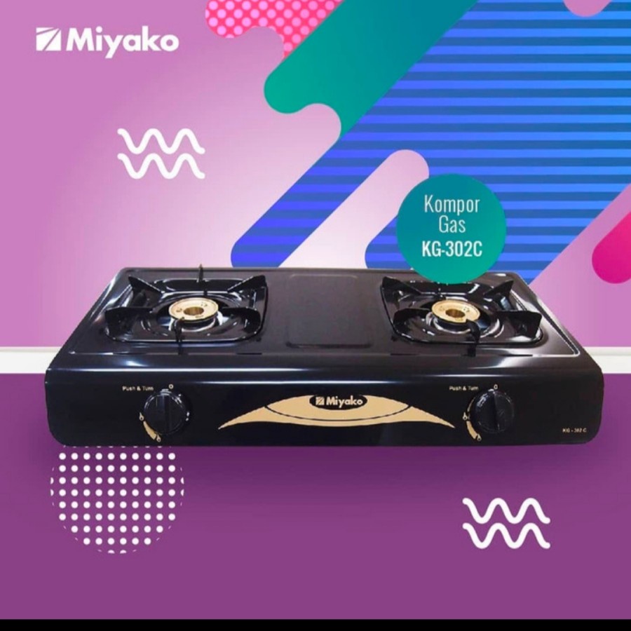 KOMPOR GAS MIYAKO KG-302C / KG302C / KG 302 C / 2 TUNGKU / 2TUNGKU