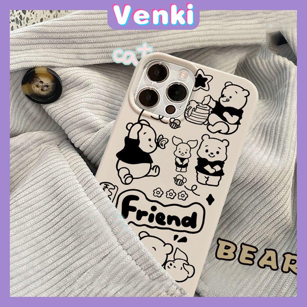 Case iPhone 14 Pro Max TPU Soft Case Cartoon Cute Friend Bear Glossy Khaki Candy Case Camera Protection Shockproof For iPhone 14 13 12 11 Plus Pro Max 7 Plus X XR