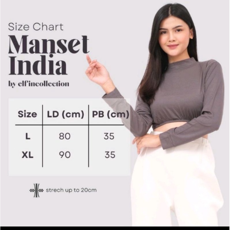 MANSET INDIA CROP TOP/MANSET LENGAN PANJANG/KAOS RAYON