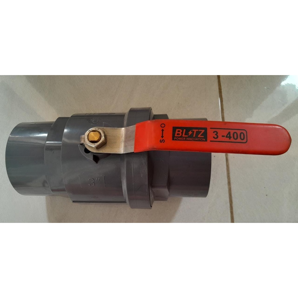 BLITZ Ball Valve 3&quot; inch Stop Kran Pvc Plastik Gagang Stainless