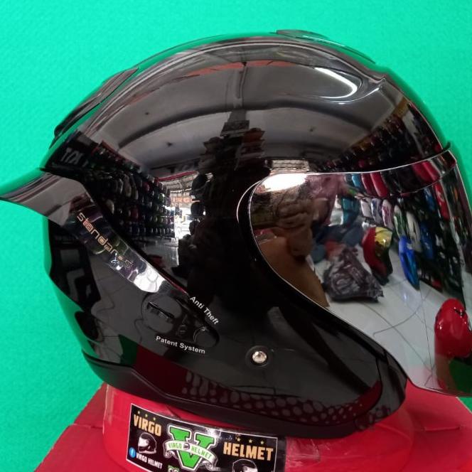 Helm Kyt Kyoto Hitam Glossy + Visor Venom+Spoiler Paket Ganteng