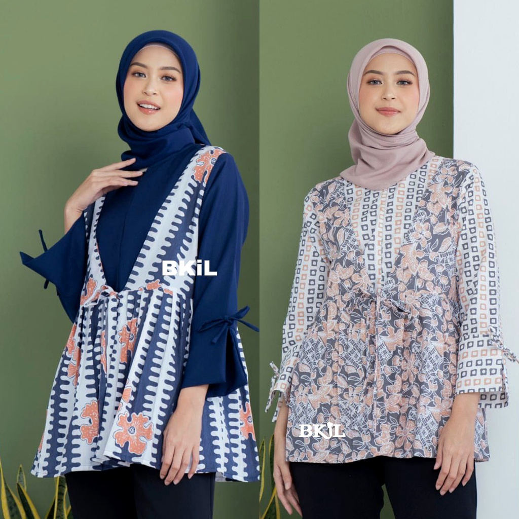 Batik Alina Rompi Blouse Batik Baju Batik Wanita Modern Atasan Batik Kerja Wanita Tunik Batik Kantor Seragam Batik ML XL XXL