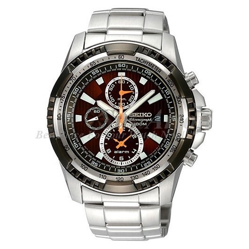 Seiko Quartz SNAE03P1 Chrono Alarm Brown Dial - Jam Tangan Pria SNAE03