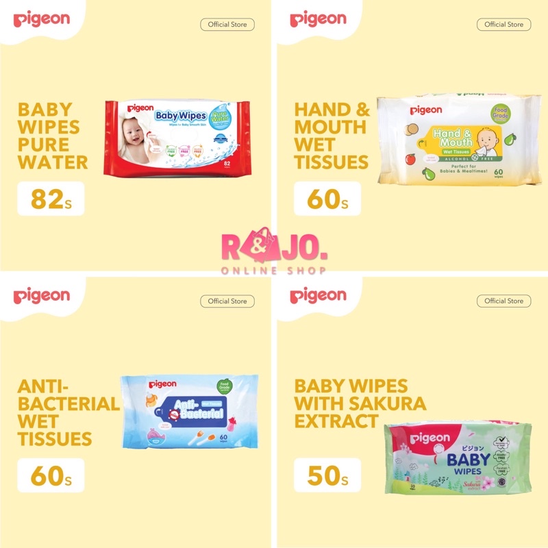 PIGEON Hand and Mouth Wet Tissue - 60 Sheets | Tisu Basah Bayi