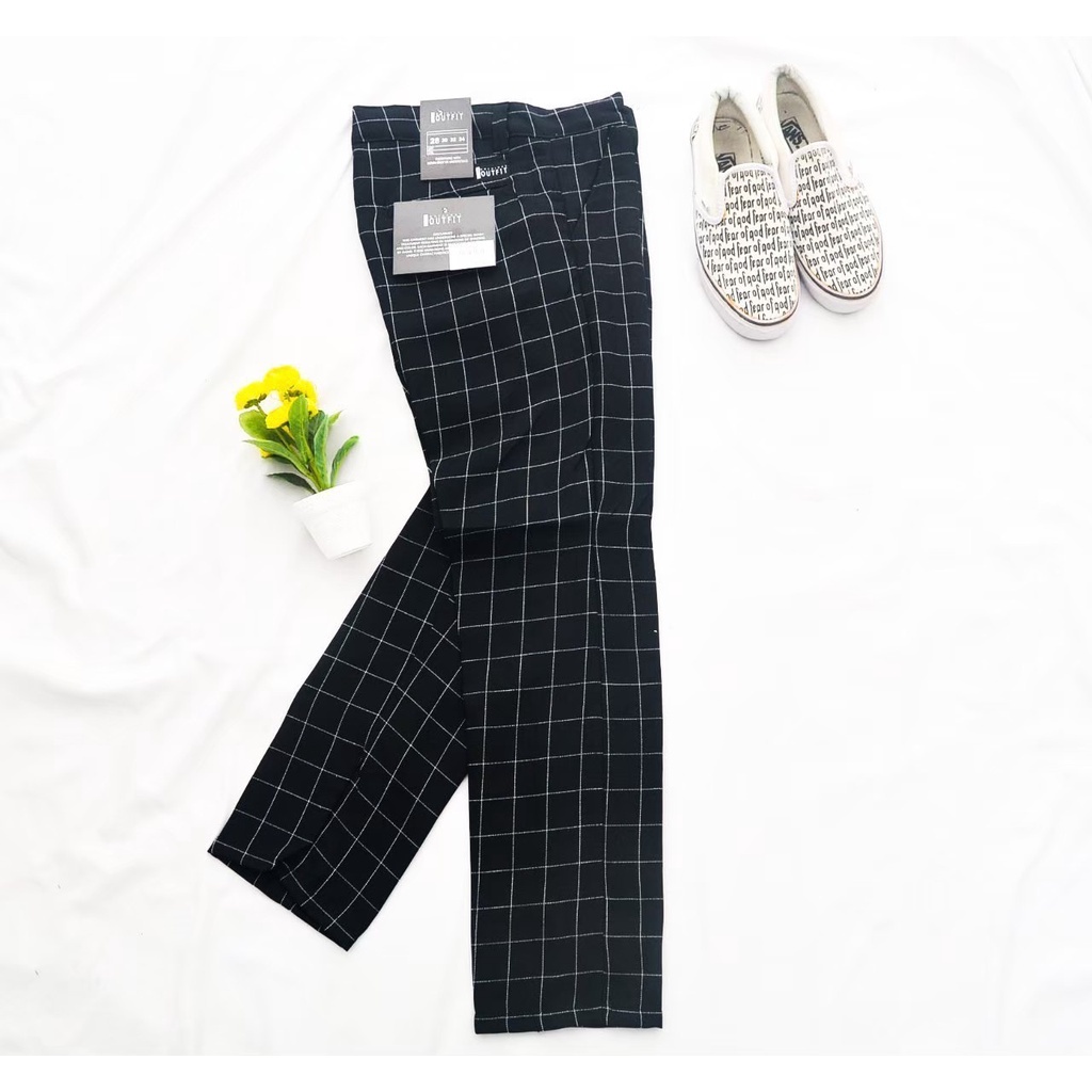 [NEW SALE] Celana kotak kotak celana Tartan panjang celana kerja pria PREMIUM