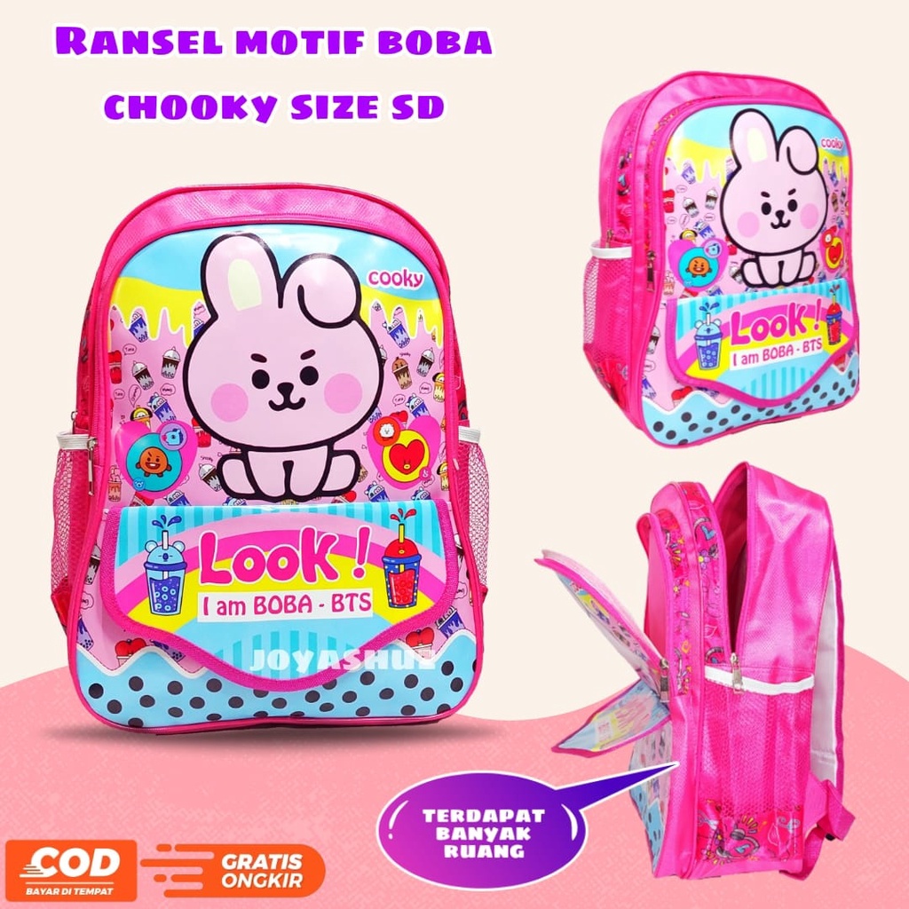 Tas Sekolah Anak Perempuan Gratis Botol Minum - Ransel Anak Karakter Boba, BTe21, Little Pony - Tas Sekolah BTe21 - Tas Boba  - Ransel Cantik - Tas Anak Murah Kualitas OK - Ransel Anak SD - Tas Gemas dan Trendi - Joyashuz