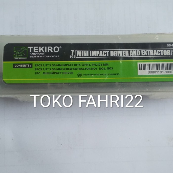 [BISA COD] Tekiro Obeng Ketok 7 Pcs Mini Impact Driver And Extractor Set 7 Pcs / Perlengkapan Rumah 