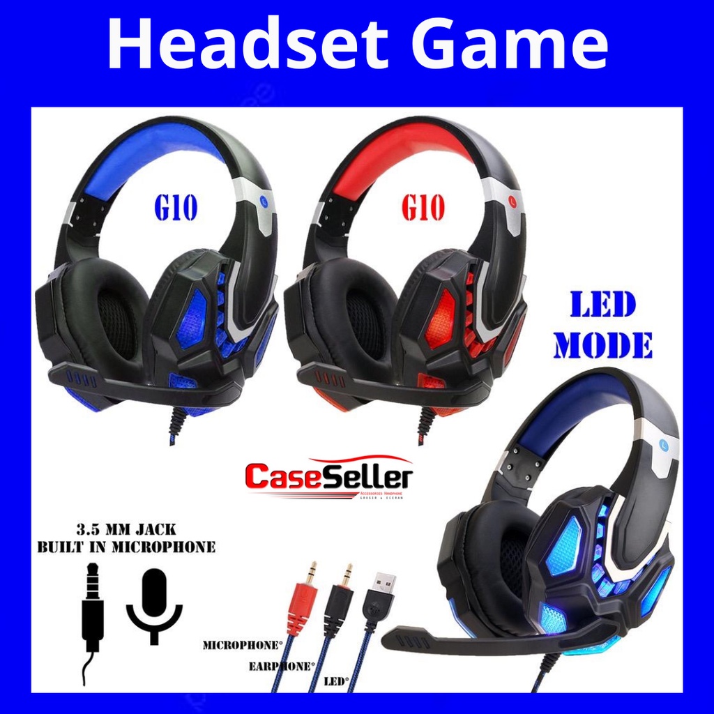 Headset Game G10 Murah Headphone Kabel Earphone Gaming Over Ear With Microphone