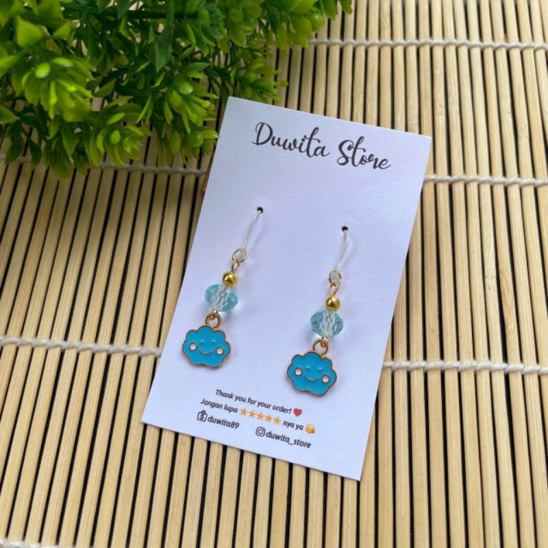 HANDMADE ANTING DEWASA KAIT PLASTIK MOTIF AWAN(Alloy)Panjang