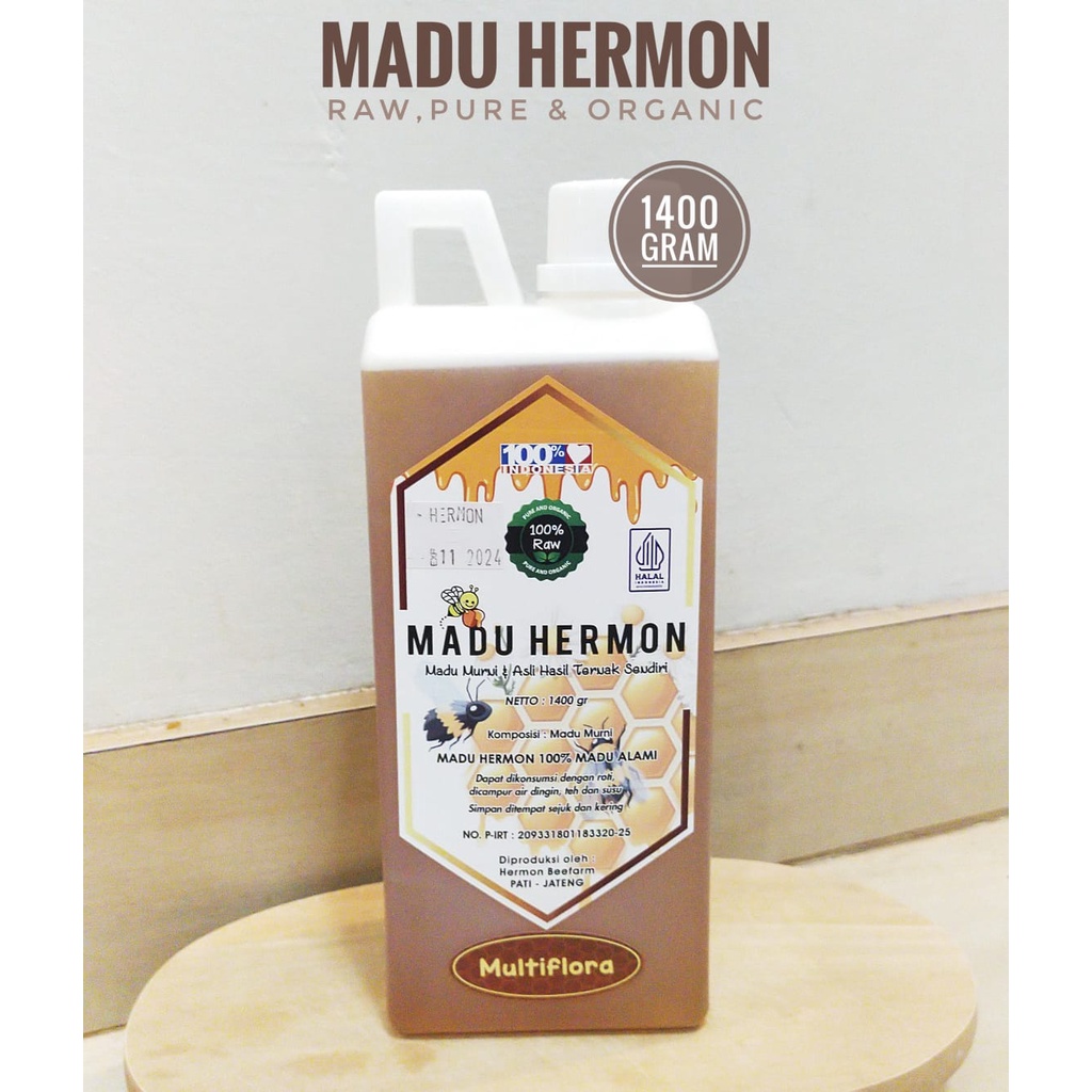 

Madu Hermon - Madu Multiflora Raw, Murni dan Organik 1400 gr (Produk Sertifikat P-IRT)