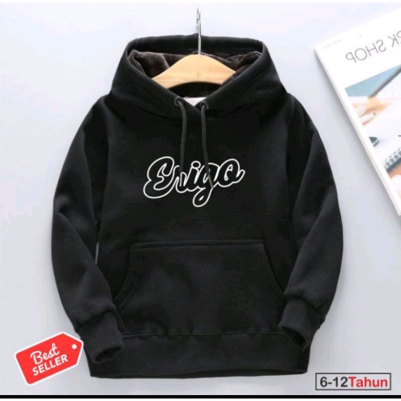 Jaket Distro Sweater Hoodie ERIGO Anak Laki Laki Perempuan Logo Fleace TEBAL BAJU Usia 2-15 Tahun