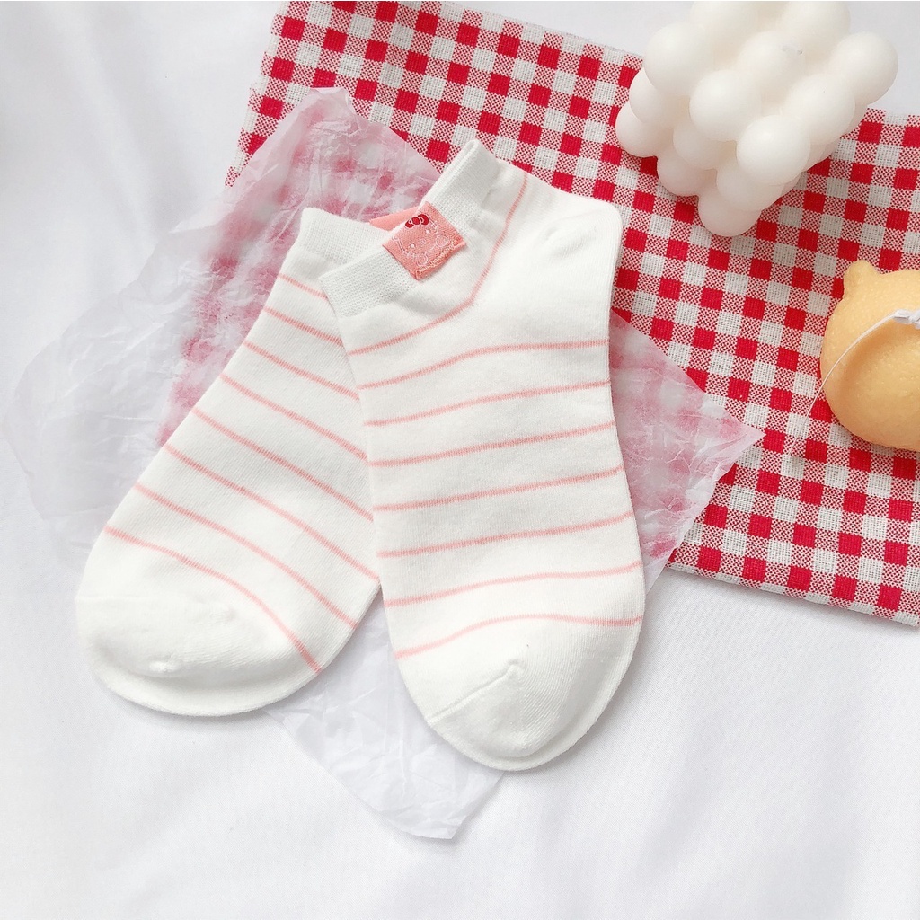 TJM KK201 Kaos Kaki Wanita Motif Buah Bunga Pink Kaos Kaki Pendek Fashion Korean Socks Import