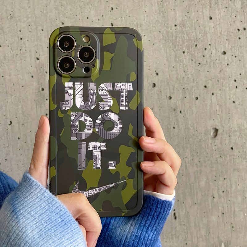 Luxury IMD Case HP iP iPhone X Xr Xs Max14 Plus+Apple11 12 13 Pro Max Sarung Silikon Wanita Casing HP Nike Camouflage