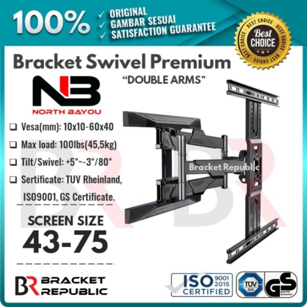Bracket TV Braket TV Swivel 65 60 70 75 55 50 Inch Original - P6 43-75 Inch Promo