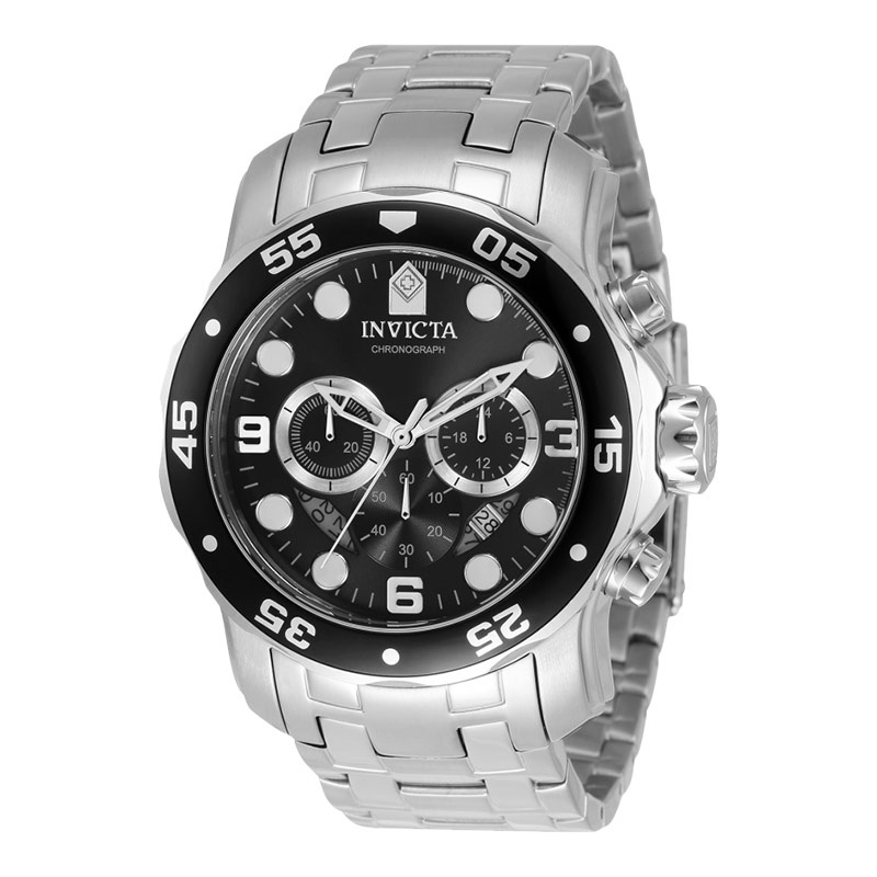 Jam Tangan Pria INVICTA Pro Diver 34665 Chronograph Black Dial Stainless Steel Strap