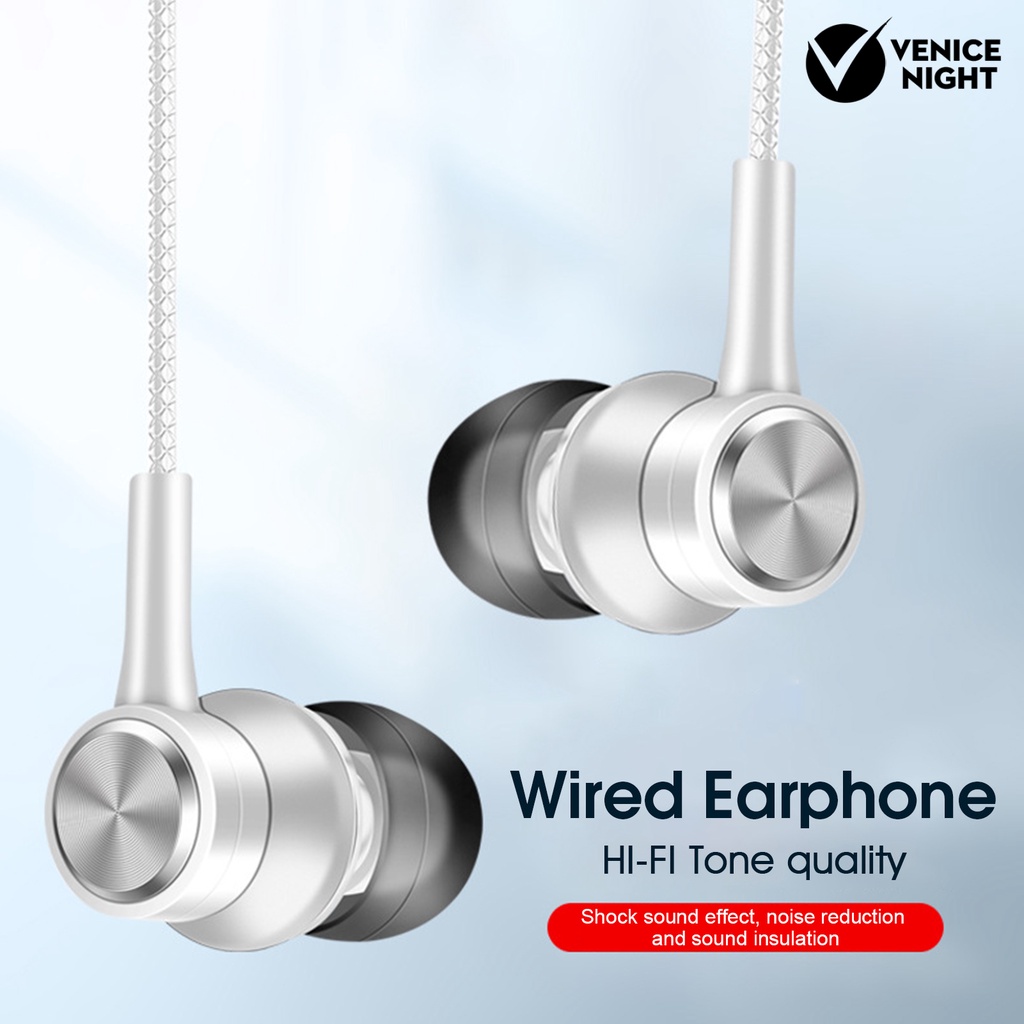 (VNEP) (Berkabel) HY-7 Earphone In-ear Heavy Bass Dual Drive 3.5mm Sport Gaming Headset dengan Mic untuk Ponsel