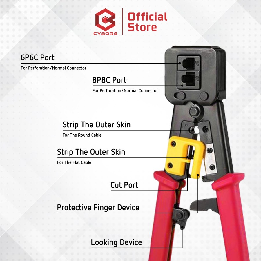 Crimping tool modular cyborg rj11 rj12 rj45 lan cat 6 5 8p 6p cut crimp strip 3in1 cnt-897 - tang kerut jepit cnt897