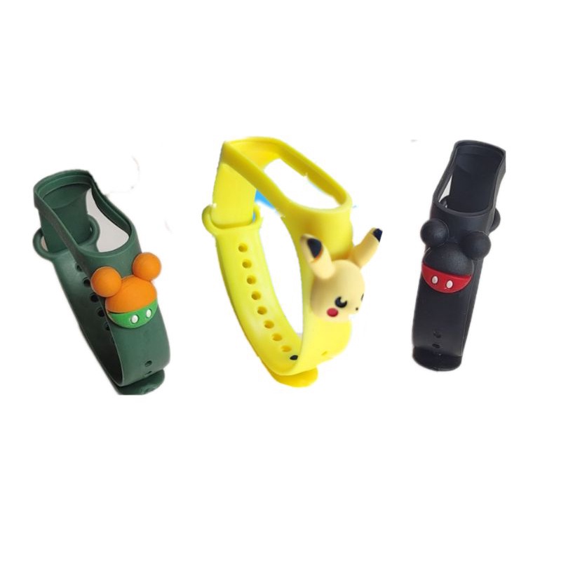 Strap Karakter Kartun Miband 3 Miband 4 Tali Pengganti Miband 3 4 Replacement Soft Wrist Strap Silicone For Xiaomi