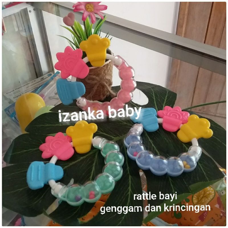 rattle bayi genggam dan kerincing/mainan krincing + gigitan bayi