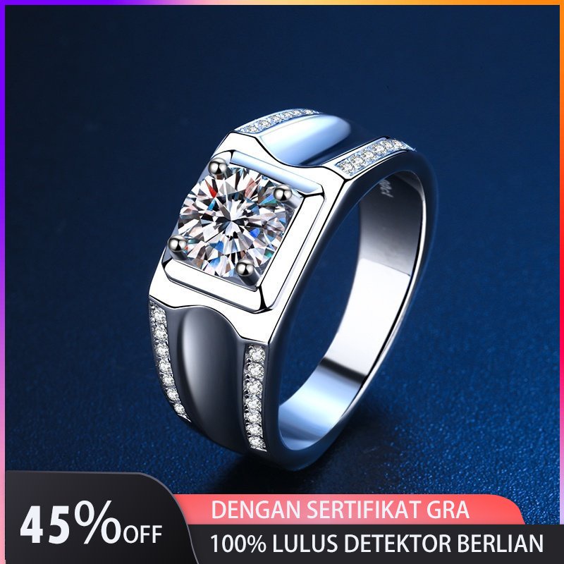 Like Moissanite Cincin Pertunangan Pria 1 Ct Moissanite,925 Platina Berlapis Perak