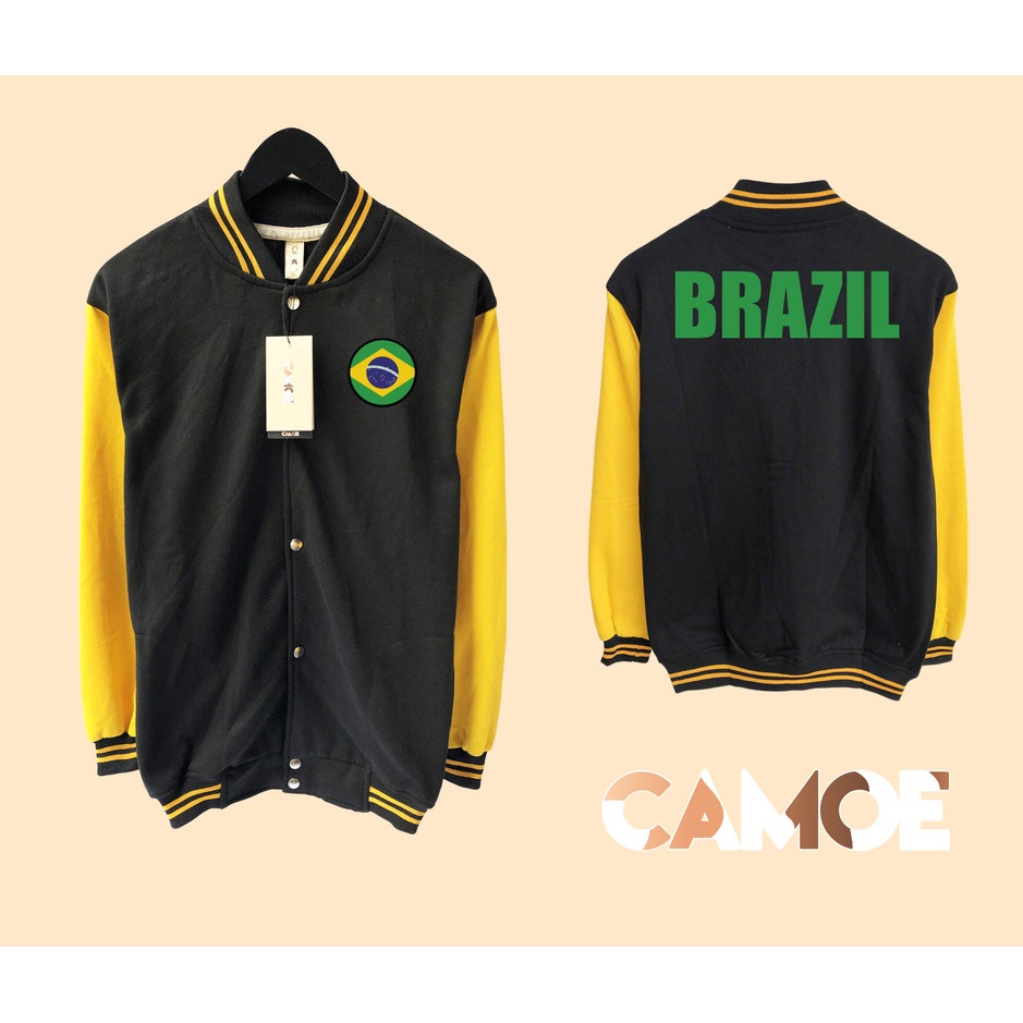 Jaket Varsity Premium CAMOE Brazil Flag Bendera Brasil