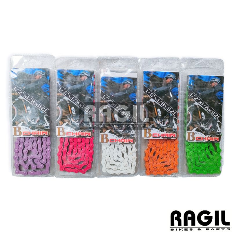 RANTAI SEPEDA 1 SPEED TAYA SINGLE 114L 114 L WARNA MERAH ORANYE OREN PUTIH BIRU UNGU HIJAU FIXIE KUN