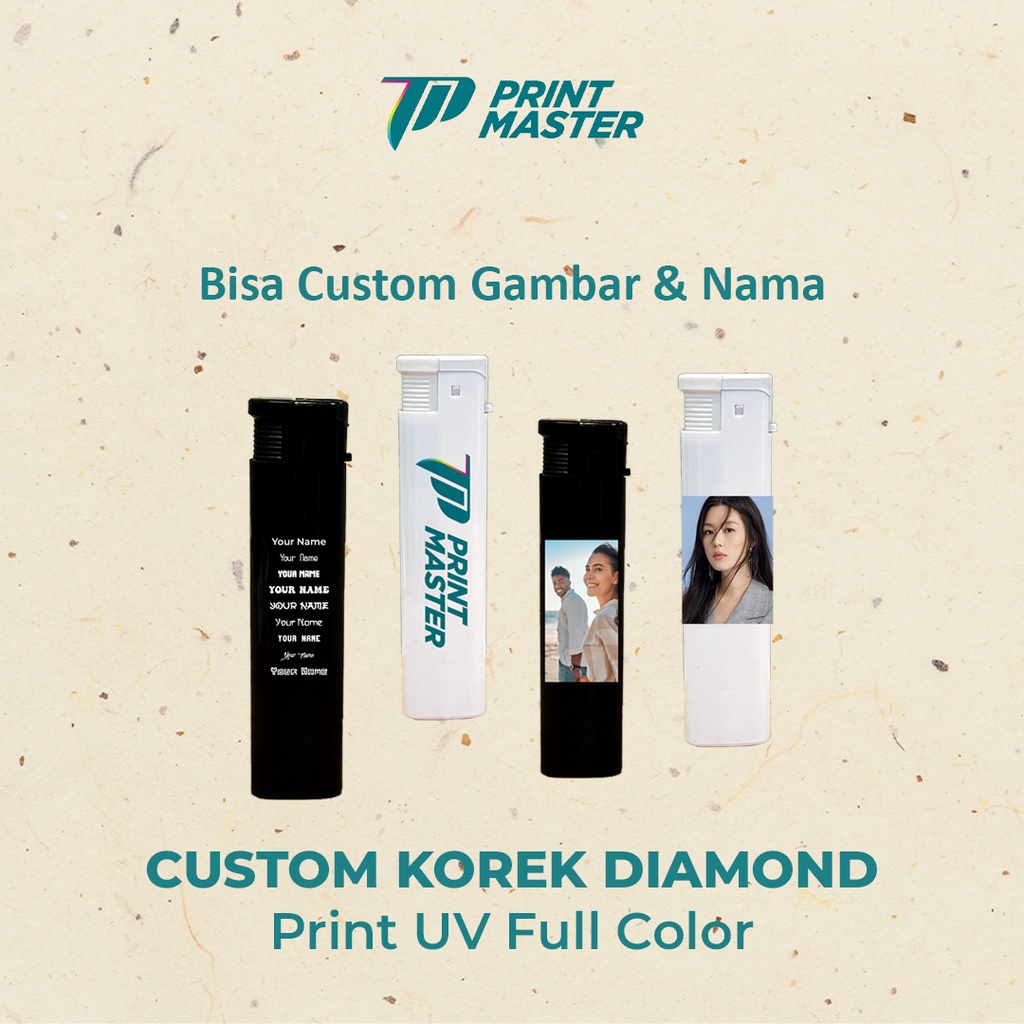 Custom Korek Api Diamond Gas Lighter Promosi Souvenir Print UV 1 Sisi