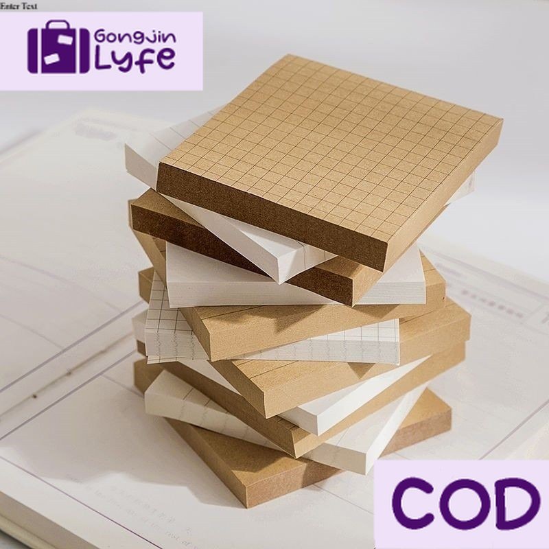 

[Gongjin] Memopad Notepad Simple Basic Vintage 50 Lembar 75x75mm / Kertas Catatan Pengingat Kraft Grid Black