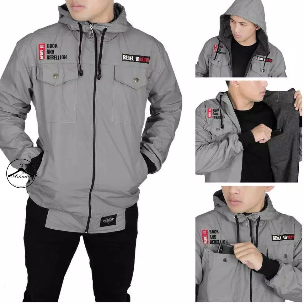 Menarik TERLARIS !! AKN Jaket Semi Parka Taslan Original Rebel / Jaket parka / Jaket Motor #BisaCOD