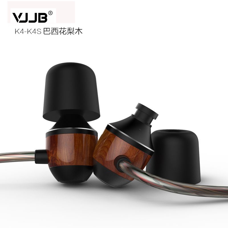 Vjjb K4 / k4s Earphone In-Ear super Bass Bahan Kayu Ebony