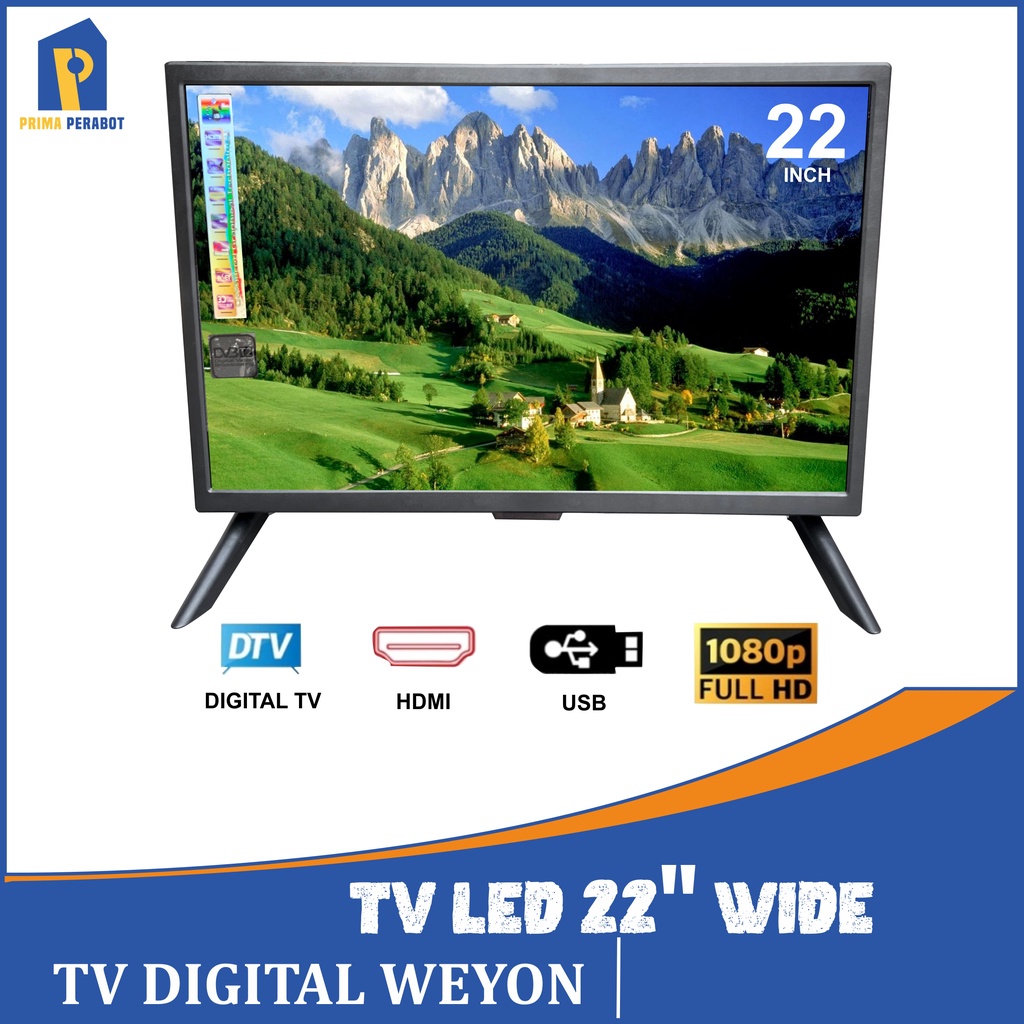 Televisi TV LED Digital 22 Inch USB Movie VGA HDMI Weyon
