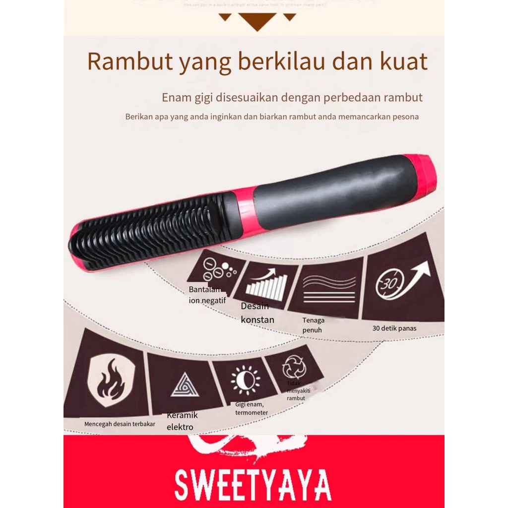 Catokan HQT 908 Sisir Catok Rambut Curly Pelurus Rambut Aksesories Perawatan Alat Kecantikan Rambut Model Portable Mudah Untuk dibawa