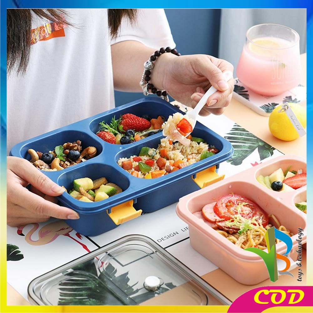 RB-C446 Kotak Bekal 3 Sekat 4 Sekat Anti Tumpah Tempat Makan Lunch Box Free Sendok Food Grade Impor Murah