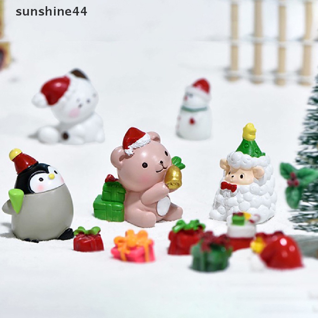 Sunshine Miniatur Figur Kartun Babi / Rusa Untuk Dekorasi Natal