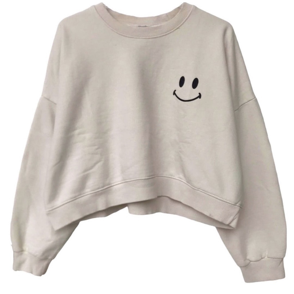 2SIDE BUILD SMILE EMOTICON SWEATER OVERSIZE BAHAN FLEECE