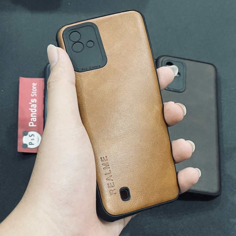 Leather Case Realme Narzo 50i Softcase Kulit Elegan Casing Slim Fit