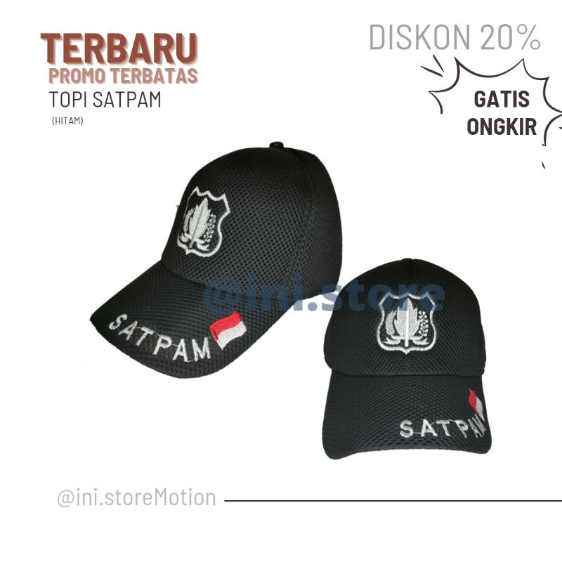 Topi Satpam Security Hitam | Topi Jaring Satpam | Topi Jaring Security | Topi Satpam