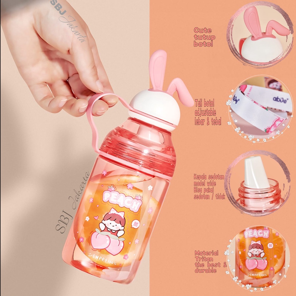 BOTOL MINUM ANAK TRITAN 100% BPA FREE CUTE LITTLE 400ML TALI &amp; SEDOTAN