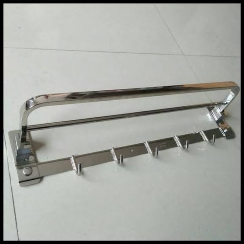 (SerbaSerbi)Gantungan handuk Lipat /Rak handuk Kait Bahan Stainless Tebal -2 baris  AM 01