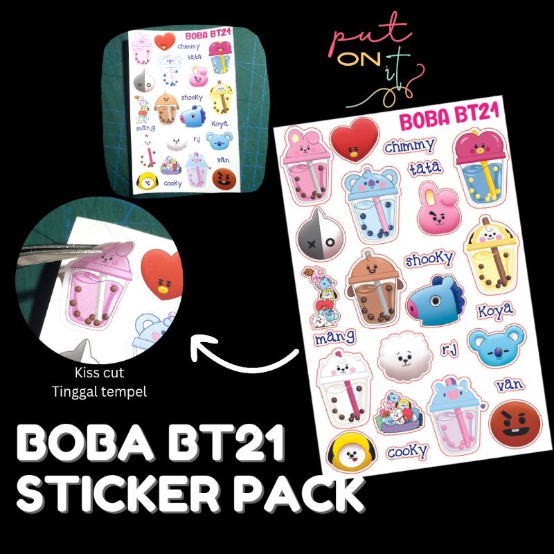 

Stiker pack boba BT21 / stiker boba / stiker BT21