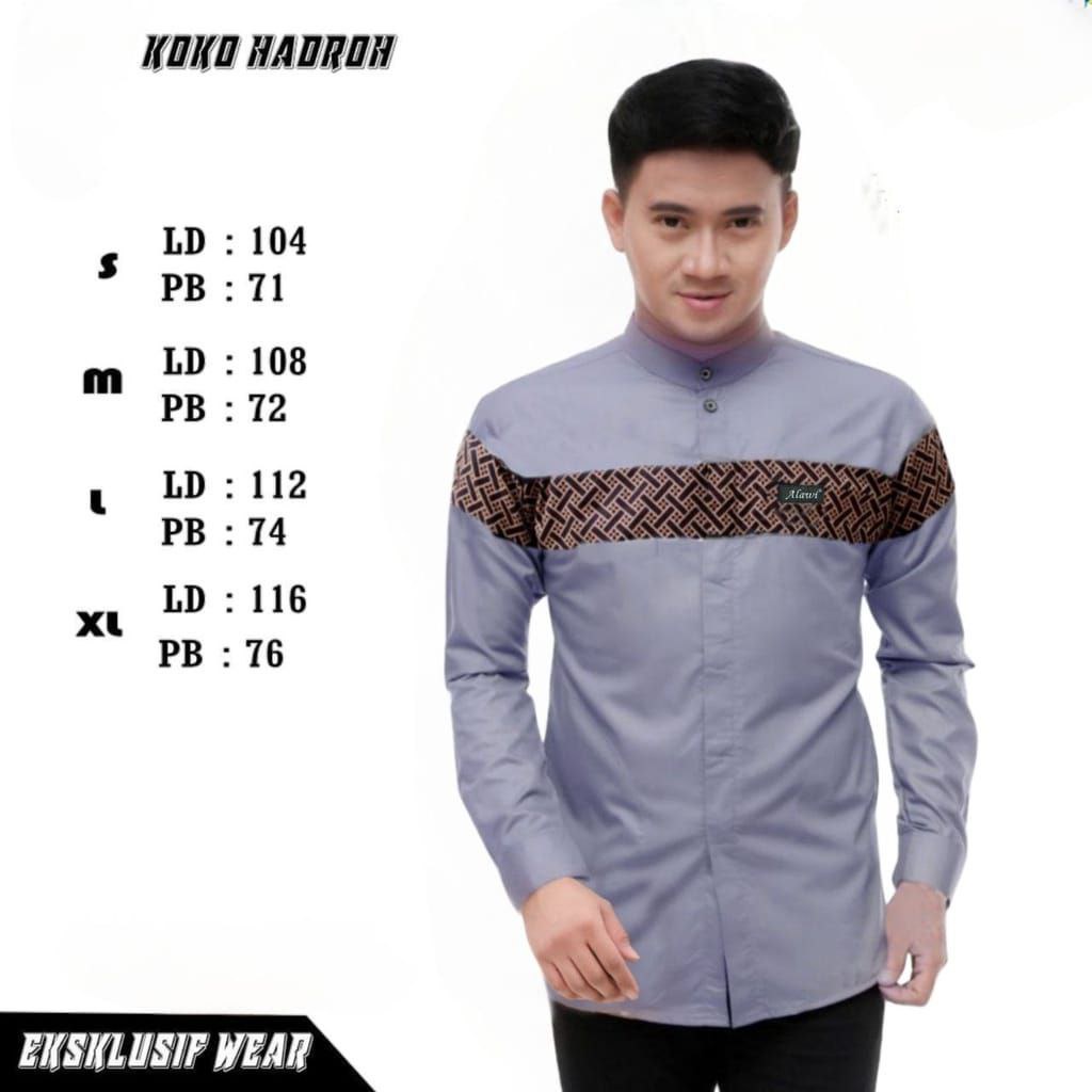 Baju koko pria motif Kombinasi batik Kobata Lengan Panjang premium murah berkualitas
