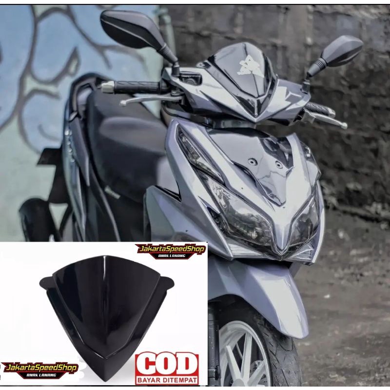 Visor variasi batok kepala honda vario 125 old universal bahan akrilik hitam kilap pnp