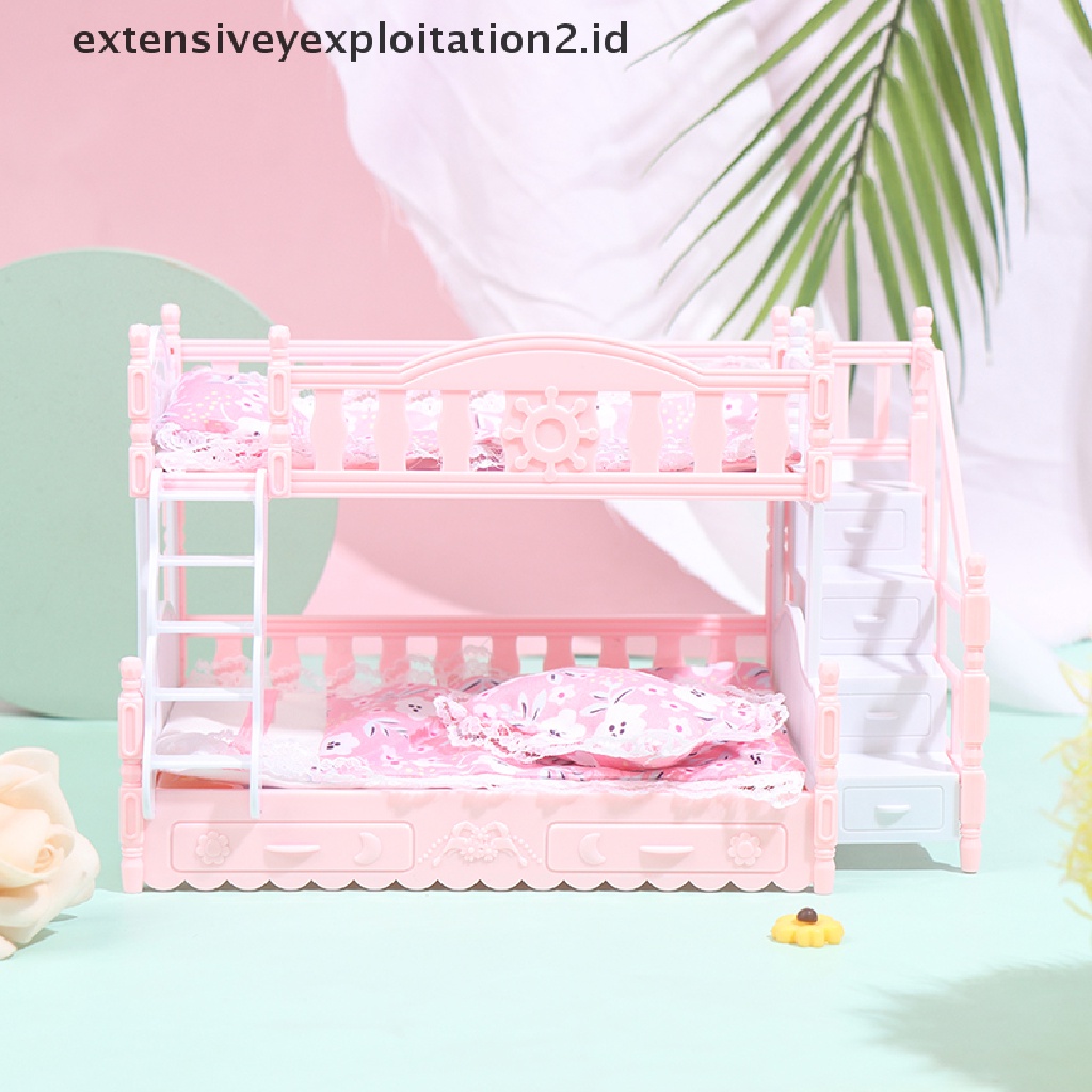 Mainan Miniatur Ranjang Double Bed Gaya Eropa Untuk Rumah Boneka