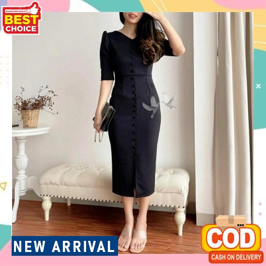 Baju Kondangan Wanita Cewek Dress Casual Polos Warna Merah Hitam Putih Ms Dress Velvet Dress Basic K