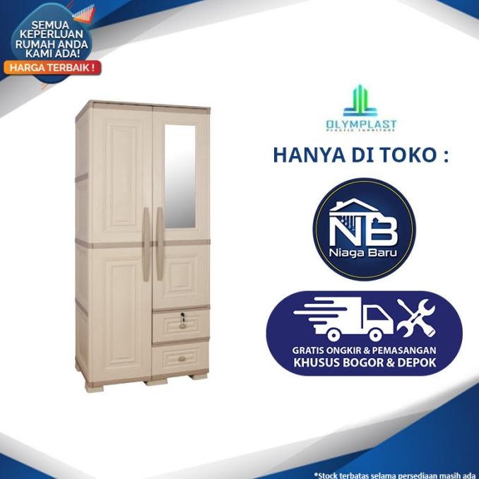 

Lemari Baju Olymplast Plastik 2 pintu kaca otc 02 Modern Khusus Bogor stock ready