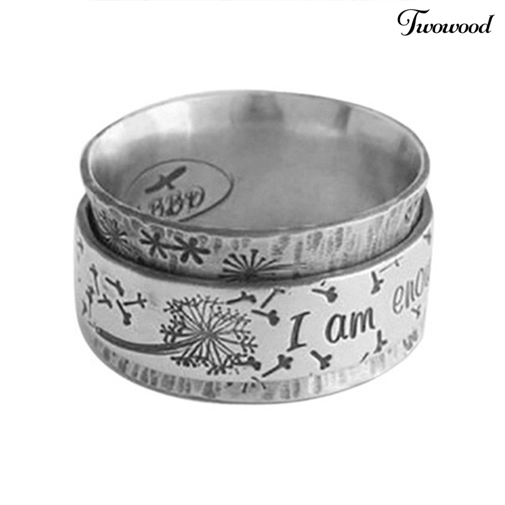 Cincin Pasangan Desain Tulisan I Am Enough Loyal Love Gaya Retro Untuk Hadiah Anniversary